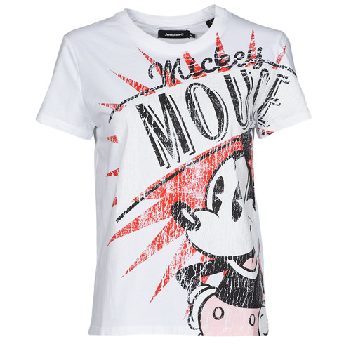 Textiel Dames T-shirts korte mouwen Desigual TS_MICKEY BOOM Wit