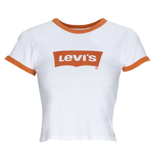 Textiel Dames T-shirts korte mouwen Levi's GRAPHIC RINGER MINI TEE Orange / Helder / Wit