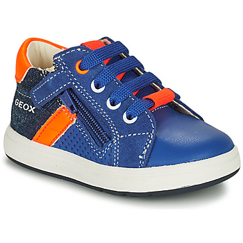 Schoenen Jongens Lage sneakers Geox B BIGLIA B. B - NAPPA+DENIM SL Blauw / Orange