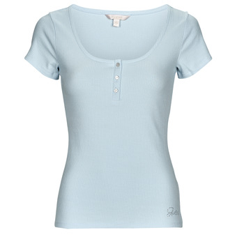 Textiel Dames T-shirts korte mouwen Guess SS KARLEE JEWEL BTN HENLEY Blauw / Ciel