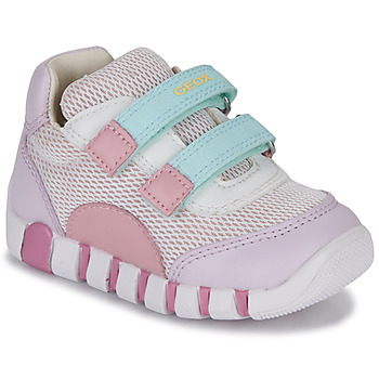 Schoenen Meisjes Lage sneakers Geox B IUPIDOO GIRL Roze / Blauw