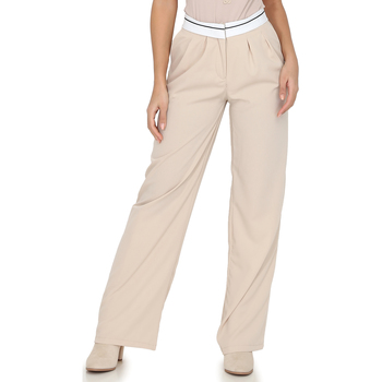 Textiel Dames Broeken / Pantalons La Modeuse 65185_P150648 Beige