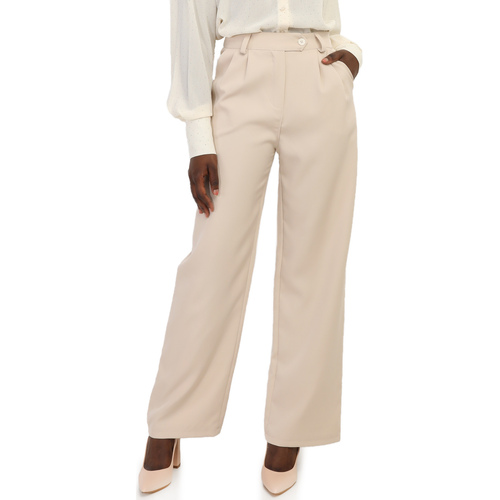 Textiel Dames Broeken / Pantalons La Modeuse 67579_P156945 Beige