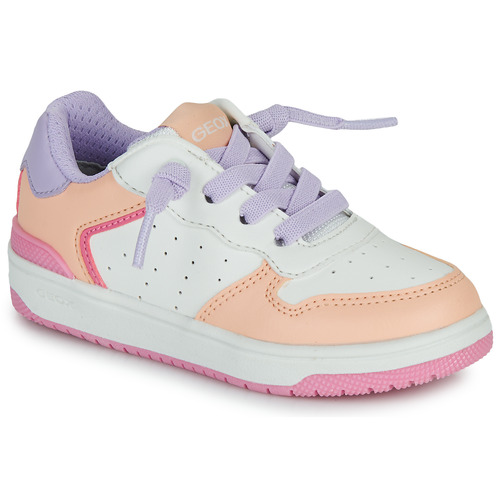 Schoenen Meisjes Lage sneakers Geox J WASHIBA GIRL Wit / Orange / Violet