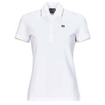 Textiel Dames Polo's korte mouwen Emporio Armani EA7 POLO Wit / Goud