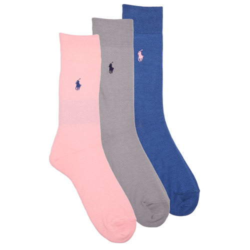 Accessoires Sokken Polo Ralph Lauren 84023PK-MERC 3PK-CREW SOCK-3 PACK Marine / Grijs / Roze