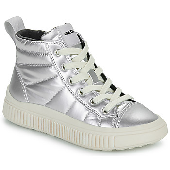 Schoenen Meisjes Hoge sneakers Geox J LAQUINNY GIRL Zilver