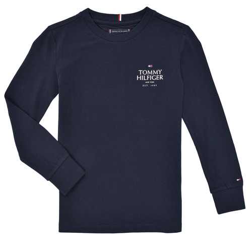 Textiel Jongens T-shirts met lange mouwen Tommy Hilfiger TH LOGO PUFF PRINT REG TEE LS Marine