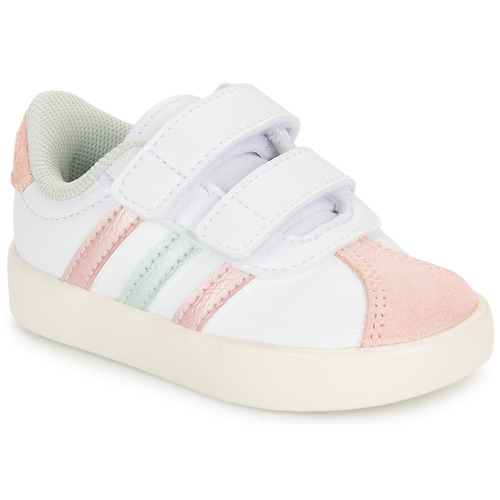 Schoenen Meisjes Lage sneakers Adidas Sportswear VL COURT 3.0 CF I Wit / Roze / Glitter