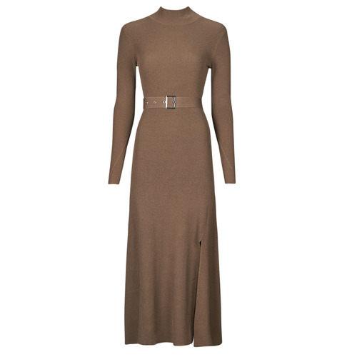 Textiel Dames Lange jurken Karl Lagerfeld LSLV BUCKLE BELT KNIT DRESS  camel