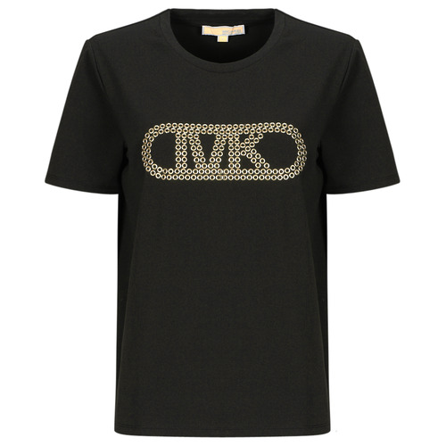 Textiel Dames T-shirts korte mouwen MICHAEL Michael Kors GROMMET EMPIRE CLSSIC TEE Zwart