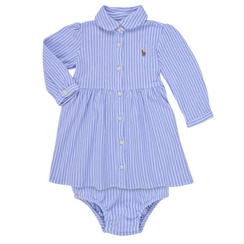 Textiel Meisjes Korte jurken Polo Ralph Lauren STRIPE DRESS-DRESSES-KNIT Blauw / Wit