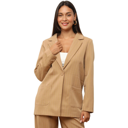 Textiel Dames Jasjes / Blazers La Modeuse 72426_P169972 Beige