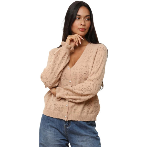 Textiel Dames Vesten / Cardigans La Modeuse 72238_P169789 Beige