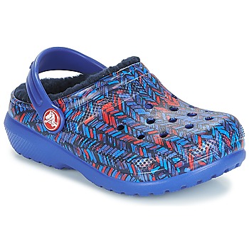 Schoenen Kinderen Klompen Crocs CLASSIC LINED GRAPHIC CLOG K Blauw