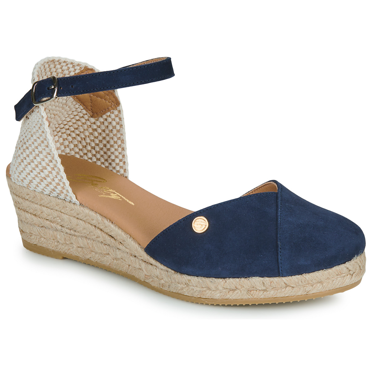 Schuhe Damen Leinen-Pantoletten mit gefloch Betty London INONO Marineblau