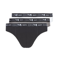 Unterwäsche Herren Slips DIM COTON STRETCH X3 Grau / Weiß