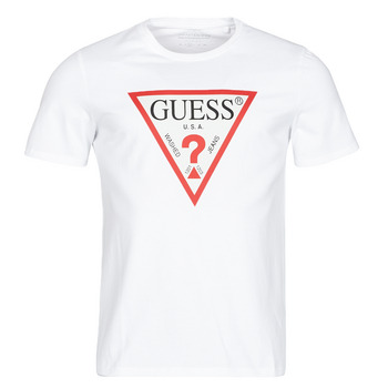 Kleidung Herren T-Shirts Guess CN SS ORIGINAL LOGO TEE Weiß