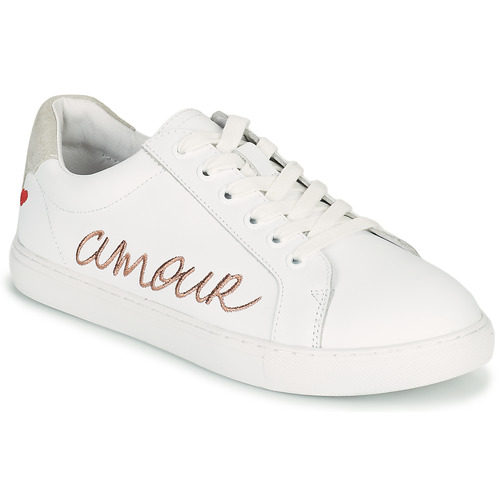 Chaussures Femme Baskets basses Bons baisers de Paname SIMONE AMOUR BLANC ROSE GOLD 