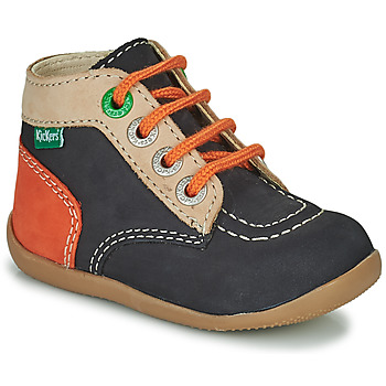 Schuhe Mädchen Boots Kickers BONZIP-2 Marineblau / Beige / Orange