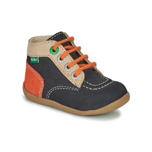 Schuhe Mädchen Boots Kickers BONZIP-2 Marineblau / Beige / Orange