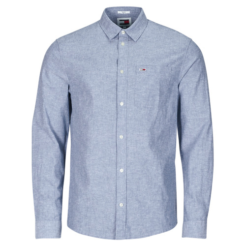 Kleidung Herren Langärmelige Hemden Tommy Jeans TJM REG LINEN BLEND SHIRT Blau