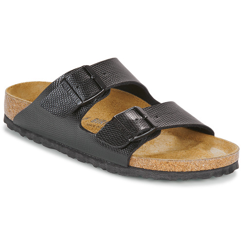 Schuhe Damen Pantoffel Birkenstock Arizona BF Shiny Lizard Black    