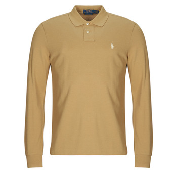 Kleidung Herren Langärmelige Polohemden Polo Ralph Lauren POLO COUPE DROITE EN COTON BASIC MESH Beige / Café