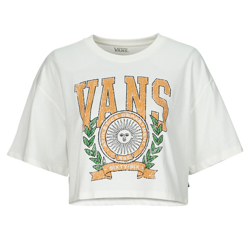 Kleidung Damen T-Shirts Vans First Team Relax Crop Weiß