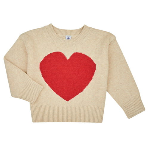 Kleidung Mädchen Pullover Petit Bateau TASMANIE Beige / Rot