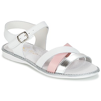 Scarpe Bambina Sandali Citrouille et Compagnie IZOEGL Bianco / Rosa / Argento