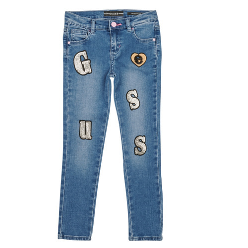 衣服 女孩 紧身牛仔裤 Guess DENIM FIT PANTS 蓝色