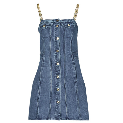 衣服 女士 短裙 Michael by Michael Kors CHAIN STRAP DENIM DRESS 蓝色