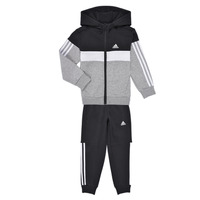 衣服 儿童 厚套装 Adidas Sportswear Tiberio 3-Stripes Colorblock Fleece Track Suit 灰色 / 黑色