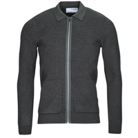 Clothing Men Jackets / Cardigans Selected SLHTORONTO LS KNIT ZIP UP SHIRT Grey