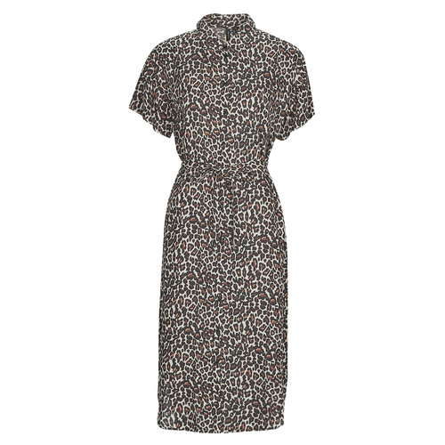 Clothing Women Long Dresses Vero Moda VMBUMPY SS CALF SHIRT DRESS NOOS Leopard