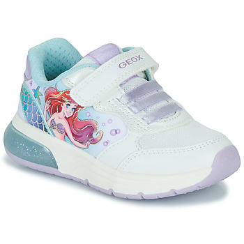 Shoes Girl Low top trainers Geox J SPACECLUB GIRL White / Watersea