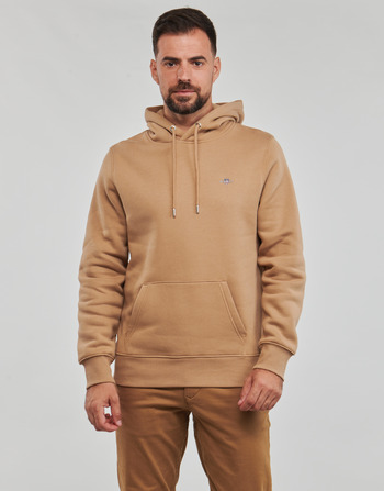 Clothing Men Sweaters Gant REG SHIELD HOODIE Beige