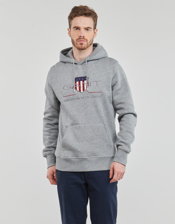 Clothing Men Sweaters Gant REG SHIELD HOODIE Grey