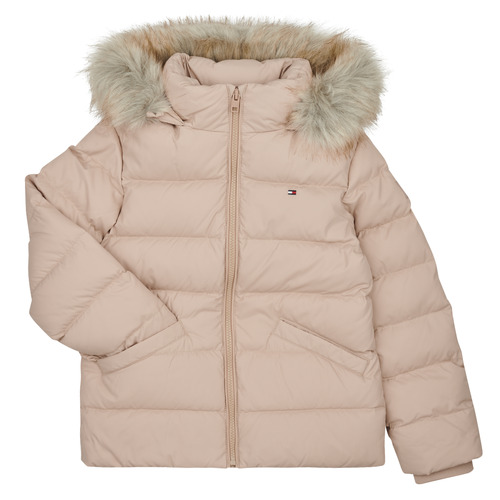 Clothing Girl Duffel coats Tommy Hilfiger ESSENTIAL DOWN FUR HOOD JACKET Beige