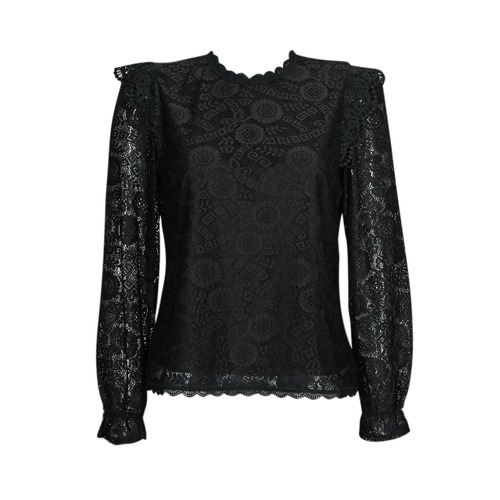 Clothing Women Shirts Pieces PCOLLINE LS LACE TOP NOOS BC Black