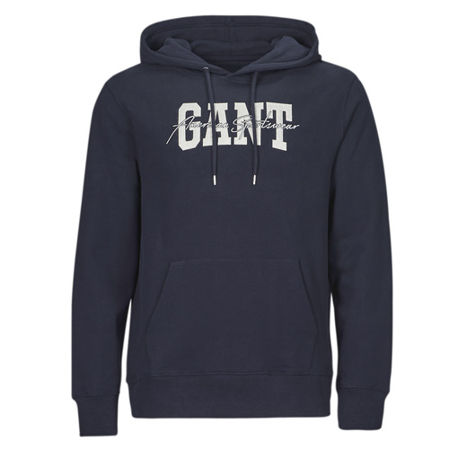 Clothing Men Sweaters Gant ARCH SCRIPT HOODIE Marine