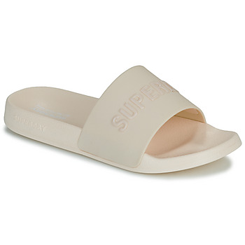 Shoes Women Sliders Superdry Sandales De Piscine À Logo Véganes Beige