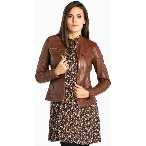 Vêtements Femme Vestes en cuir / synthétiques Rose Garden JODY LAMB PAOLO DARK COGNAC Marron