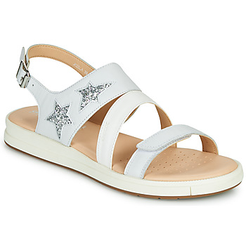 Chaussures Fille Sandales et Nu-pieds Geox J SANDAL REBECCA GIR Blanc / Argenté