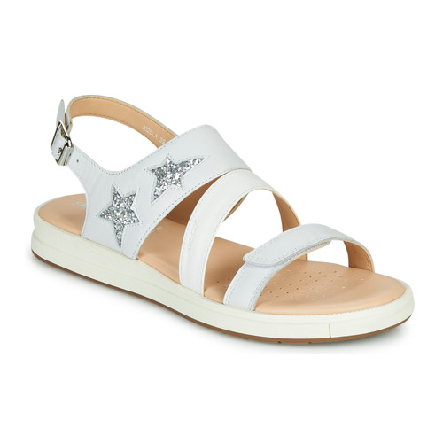 Chaussures Fille Sandales et Nu-pieds Geox J SANDAL REBECCA GIR Blanc / Argenté