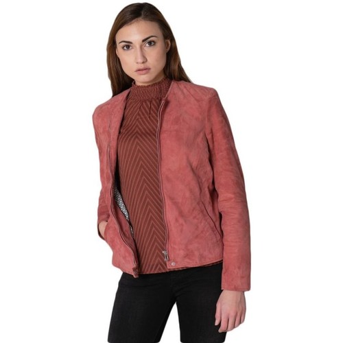 Vêtements Femme Vestes en cuir / synthétiques Rose Garden ELISA CURVE GOAT SUEDE MINERAL RED Rose