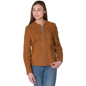 Vêtements Femme Vestes en cuir / synthétiques Rose Garden ELISA CURVE GOAT SUEDE COGNAC Marron