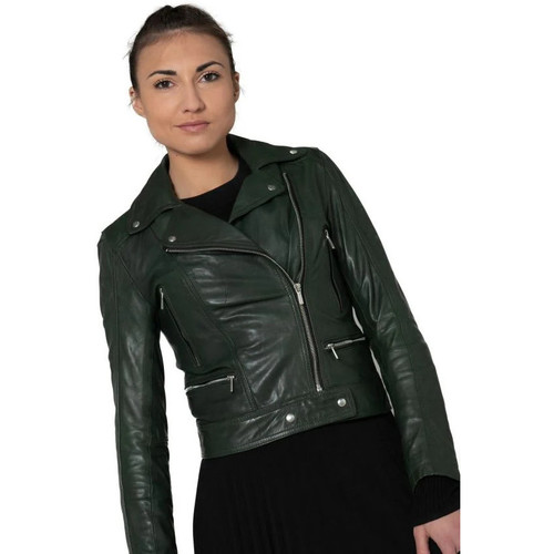 Vêtements Femme Vestes en cuir / synthétiques Rose Garden PANEMA LAMB CASTEL DARK GREEN ZZ10 Vert