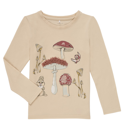 Vêtements Fille T-shirts manches longues Name it NMFTHUMPER ALFRIDA LS TOP Beige